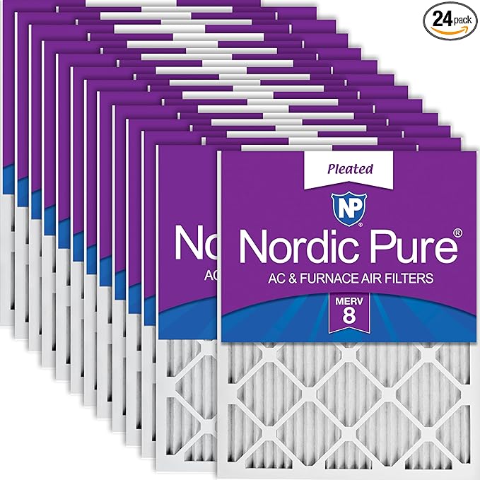 Nordic Pure 18x24x1 (Actual Size: 17 1/2 x 23 1/2 x 3/4) Pleated MERV 8 Air Filters 24 Pack