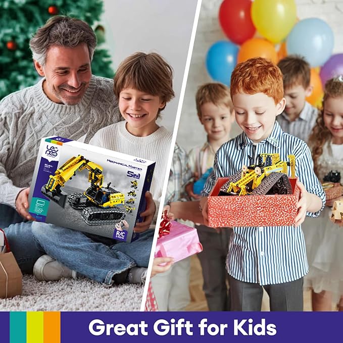 5 in 1 Building Toys STEM Robotics Kit, 430 PCS Blocks RC Robot Erector Sets, APP & Remote Control Excavator Science Kits for Kids Age 6 7 8 9 10 11 12-14, DIY Educational Gift for Boys & Girls