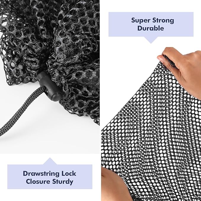 4Pcs Mesh Laundry Bags Washing Machine Mesh Wash Bags Jumbo for Delicates Clothes,Bed Linen,Toys with Drawstring Closure Sturdy (Black, Pack 4 Pcs)