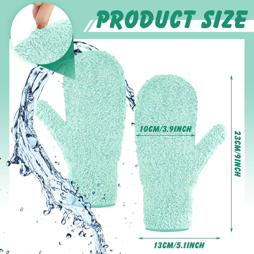 Bencailor 4 Pair Microfiber Dusting Mittens Reusable Women Cleaning Mittens with Thumb for Kitchen