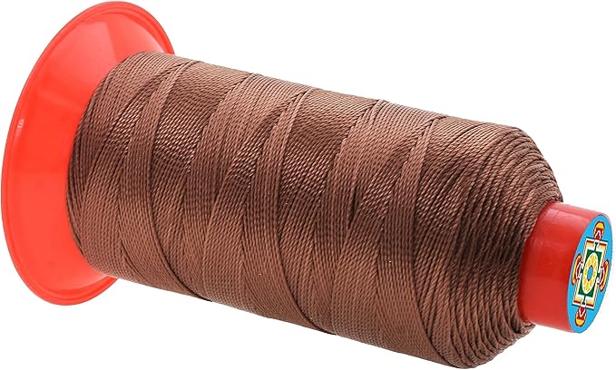 Mandala Crafts Bonded Nylon Thread Brown Heavy Duty Sewing Threads - 415 YDs Size 346 210D T350 Tex 350 Thread for Leather Jeans Weaving Outdoor Marine Upholstery Threads