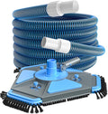 UIRWAY Upgrade Pool Vacuum Head with Side Brush & 360° Swivel Cuff, 1-1/2" x 30 Ft Heavy Duty Manual Kink-Resistant Vacuum Hoses, Weighted Triangular Shape for Inground & Above Ground Pool(No Pole)