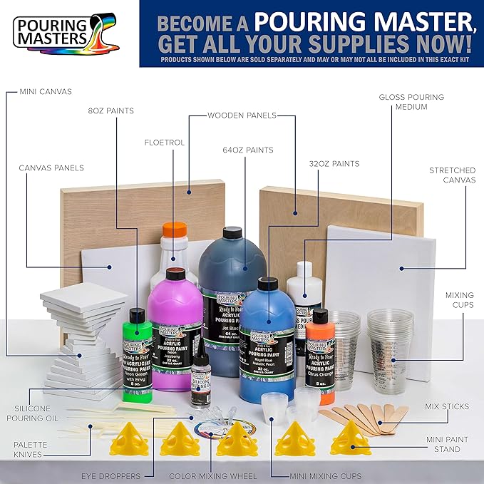 Pouring Masters Bone White Ready to Pour Acrylic Pouring Paint - Premium 8-Ounce Pre-Mixed Fluid Acrylic Paint - Fluid Art Supplies for Canvas, Wood, Paper, Tile & Rocks