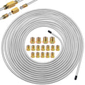 Eoppen 1/4Inch x 25 ft Brake Line Tubing Kit Flexible Zinc Coated Alloy Brake Line Tubing Coil with 16 Inverted Flare Fittings S