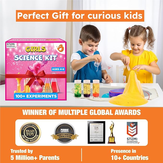 Butterfly EduFields 100+ Girls Science Kit for Kids Ages 4 5 6 7 8 | Girls in STEM & Science Experiments | Educational Gift Ideas for 4 5 6 7 8 Year Old Girl | STEM Projects, Fun Learning