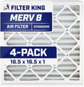 Filter King 16.5x16.5x1 Air Filter | 4-PACK | MERV 8 HVAC Pleated A/C Furnace Filters | MADE IN USA | Actual Size: 16.5 x 16.5 x .75"