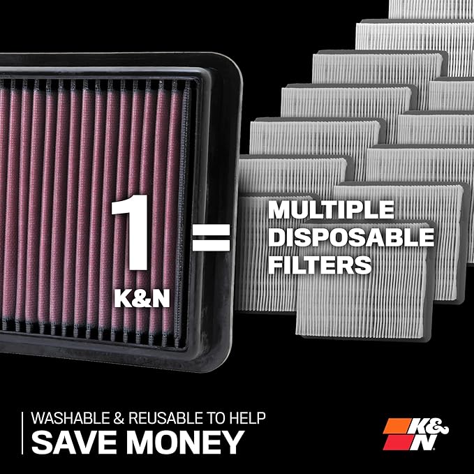 K&N High-Flow Original Lifetime Engine Air Filter: Increase Power: Premium, Washable: Compatible with 2013-2021 Ford/Lincoln: C-Max, Fusion, Mondeo, MKZ, 33-5001