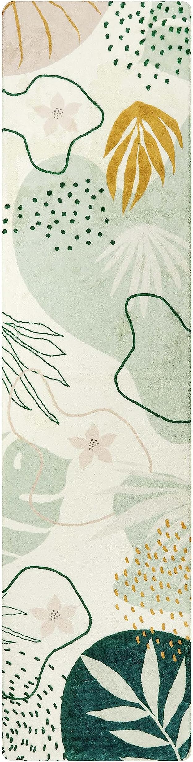 Lahome Green Runner Rugs for Hallway 2x10, Extra Long Washable Non-Slip Kitchen Rug Lightweight Stair Carpet Runner, Boho Botanical Print Soft Entrance Bath Laundry Living Room 2' x 10'