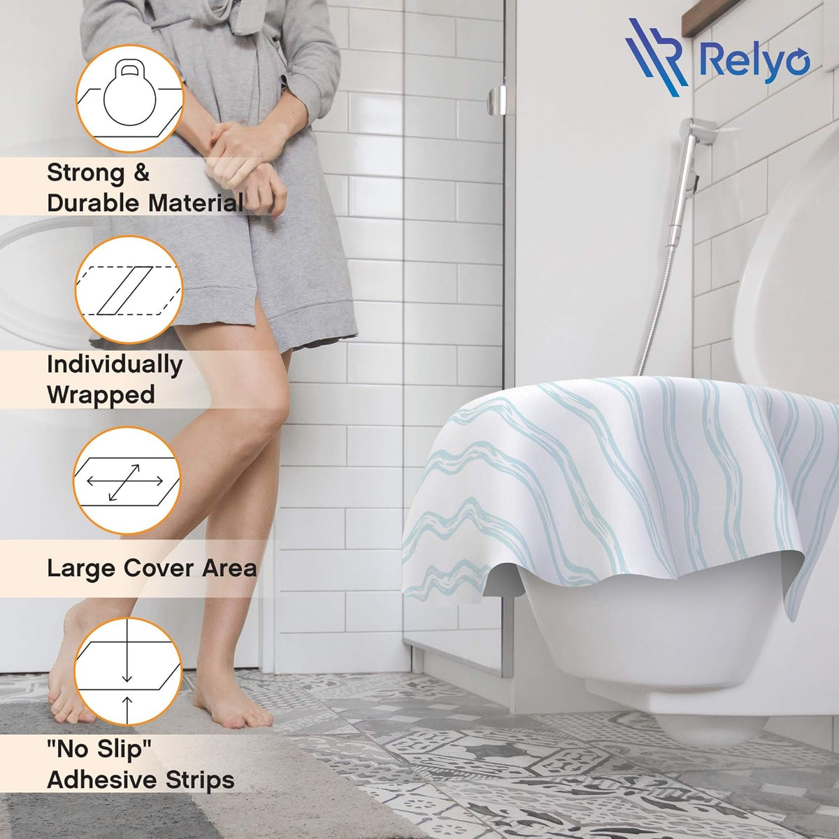 Toilet Seat Covers Disposable - 20 Pack - Waterproof, Ideal for Kids and Adults – Extra Large, Individually Wrapped for Travel, Toddlers Potty Training in Public Restrooms (Waves, 20)
