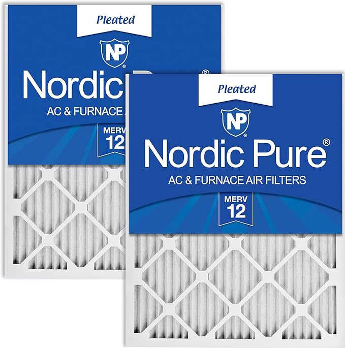Nordic Pure 20x30x1 (Actual Size: 19 3/4 x 29 3/4 x 3/4) Pleated MERV 12 Air Filters 2 Pack