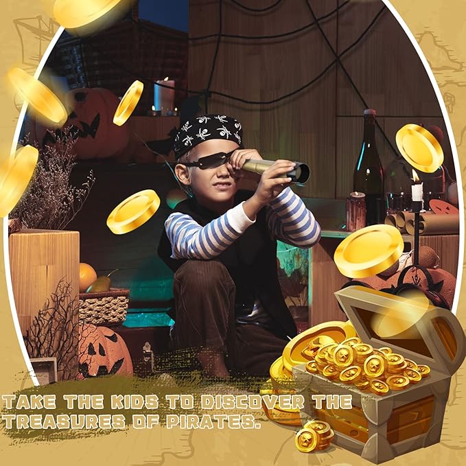 Deekin 12 Pcs Pirate Telescope for Kids Pirate Party Favors Accessories Telescope Toys Spyglass Mini Treasure Hunt for Boat Halloween Birthday Party Supplies