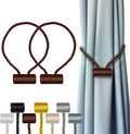 Hion Magnetic Curtain Tiebacks Dark Brown 2pcs, Curtain Tiebacks Buckles Holdbacks Holders Hooks Clip for Home Bedroom Office Decorative Curtain