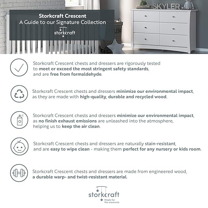 Storkcraft Crescent 4 Drawer Chest (Black) – GREENGUARD Gold Certified, Easy-to-Match Chest of Drawers for Nursery and Kids Bedroom, Dresser Organizer for Children’s Bedroom