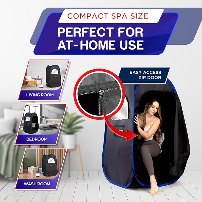 TopMaster Foldable Steam Sauna, Portable Steam Sauna for Home, Sauna Tent, Sauna Box Portable, Indoor Portable Sauna with Foldable Chair, Remote Controller - 3L 1100W Steam Generator Black