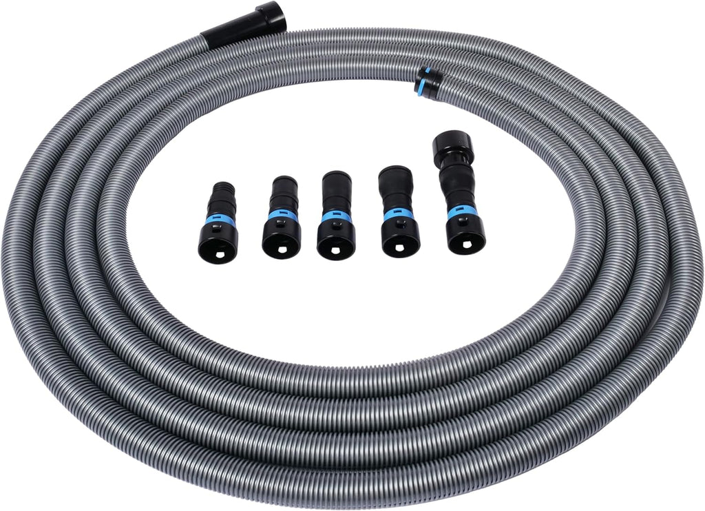 Cen-Tec Systems 94731 Quick Click 30 Ft. Hose for Home and Shop Vacuums with Expanded Multi-Brand Power Tool Adapter Set for Dust Collection