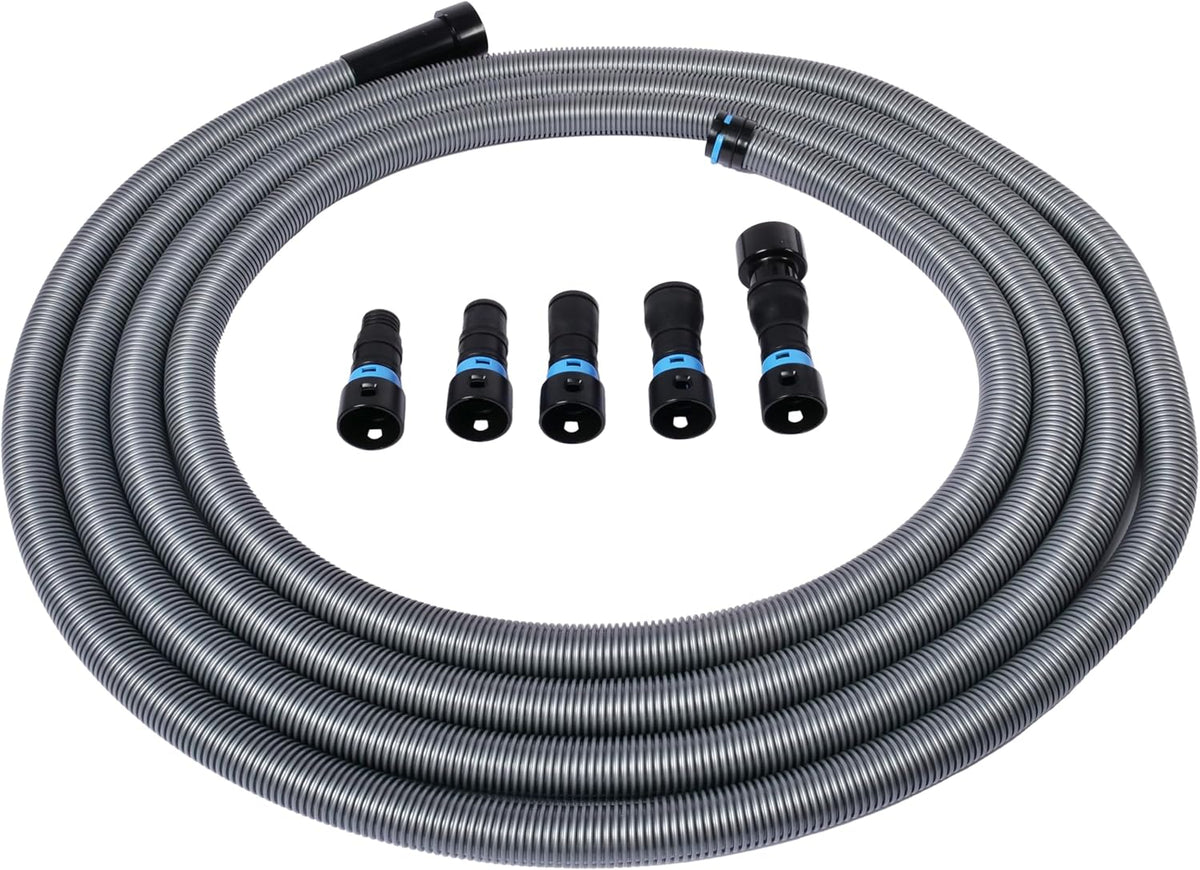 Cen-Tec Systems 94731 Quick Click 30 Ft. Hose for Home and Shop Vacuums with Expanded Multi-Brand Power Tool Adapter Set for Dust Collection