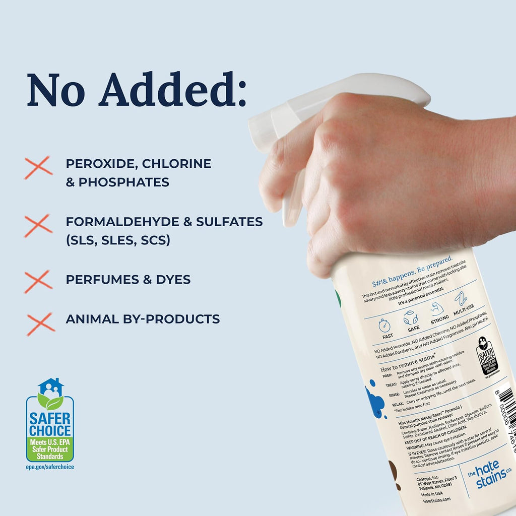 Miss Mouth's Messy Eater Stain Treater Spray - 16oz Stain Remover - Newborn & Baby Essentials - No Dry Cleaning Food, Grease, Coffee Off Laundry, Underwear, Fabric