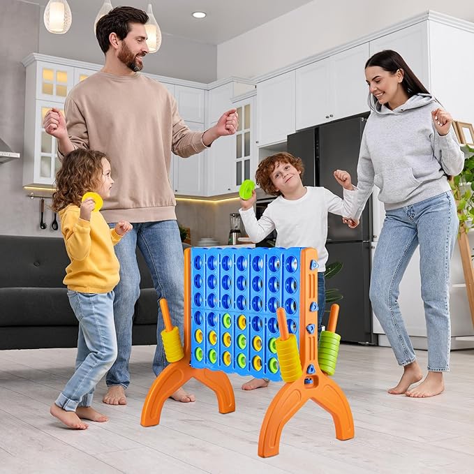 Ayeboovi Giant 4-in-A-Row, Jumbo 4-to-Score Yard Game for Kids and Adults Indoor Outdoor Party Family Connect Game Set with Quick Release Slider & Carrying Bag