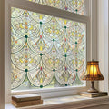 3D Stained Glass Window Film, Decorative Window Privacy Film for Bathroom,Front Door,Home, Sun Blocking Heat Control,Static Cling, Removable Non-Adhesive Golden Ironwork 23.6inch x 35.4inch