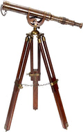 Decorative Brass Harbor Master Spyglass Telescope on Tripod – Vintage Maritime Nautical Scope for Table Office Home Decor & Collectible Navigation Gift