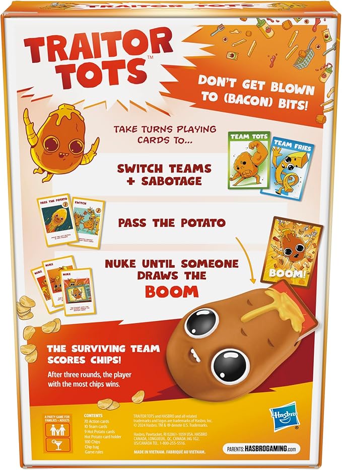 Hasbro Gaming Traitor Tots Card Game | Explosive Potato Party Card Game for Families and Adults | 3 to 10 Players | 25 Mins. Average | Indoor Summer Activities | Ages 8+