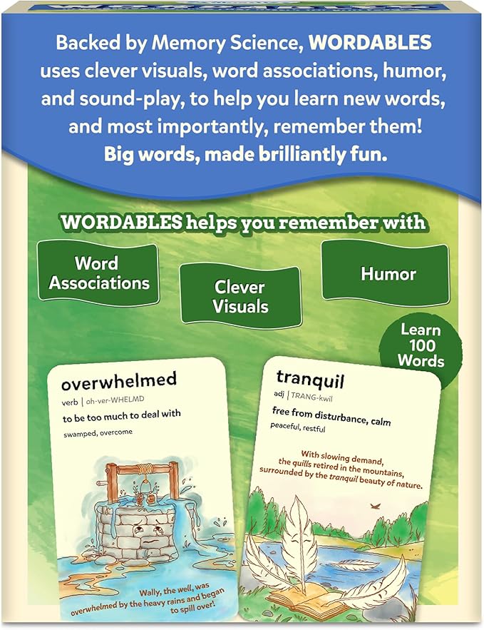 Skillmatics Vocabulary Flash Cards for Kids - Learn 100 Words with Wordplay, Visuals, & Soundplay, Christmas Stocking Stuffers, Educational Gifts for Ages 8, 9, 10 & Up, Screen-Free Language Game