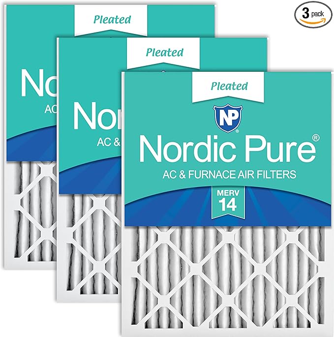 Nordic Pure 20x25x2 (Actual Size: 19 1/2 x 24 1/2 x 1 3/4) Pleated MERV 14 Air Filters 3 Pack