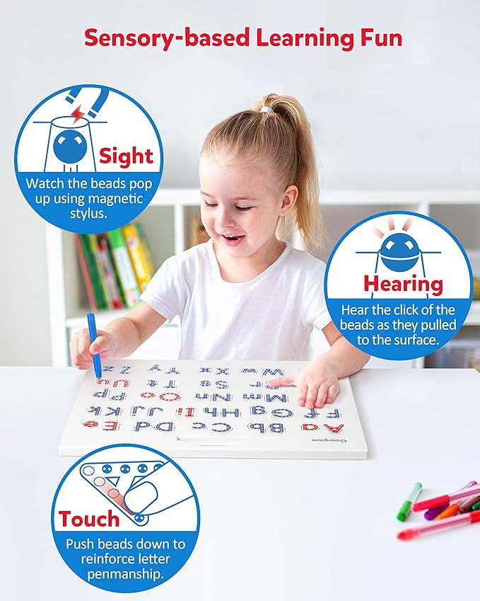 Coogam Magnetic Letters Practicing Board, Magnets Tracing ABC Alphabet Board Learning to Write Uppercase&Lowercase Educational Toy Fine Motor Montessori Gift for 3 4 5 Years Old Preschool Kids