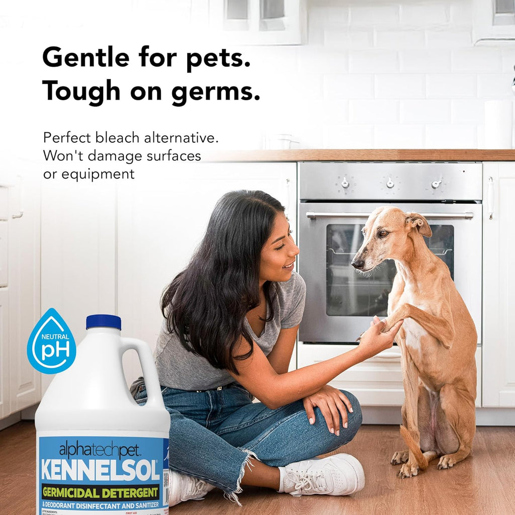 ATP KennelSol 1-Step Kennel Cleaner - 1 Gallon (Pack of 4) Liquid Disinfectant, Effective Against Bacteria and Viruses, Deodorizer Wintergreen Scent by Alpha Tech Pet