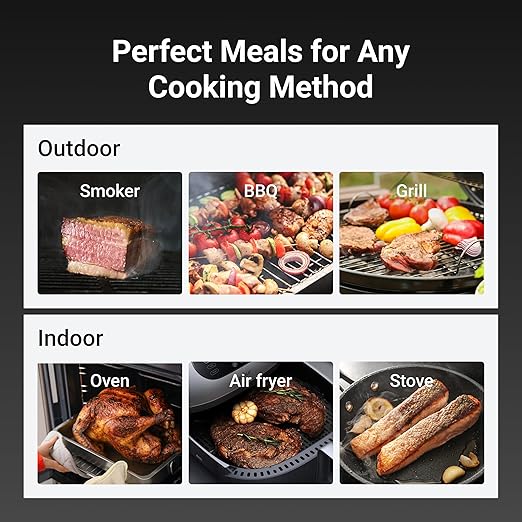 Wireless Bluetooth Smart Meat Thermometer: Standalone Base, Smart WiFi Thermometer with Sub-1G, 6 Sensors NIST Certified Accuracy, 2 Probes, for BBQ, Grill, Oven, Smoker, Rotisserie