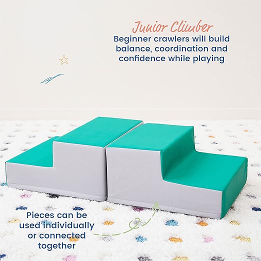 ECR4Kids SoftZone Junior Mix n' Match Step, Beginner Playset, Emerald, 2-Pack