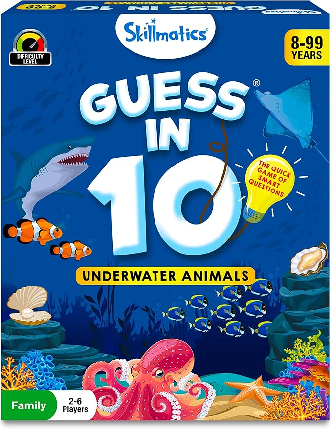 Skillmatics Guess in 10 Underwater Animals, Perfect for Boys, Girls, Kids, and Families Who Love Card Games, Toys, Board Games, Gifts for Ages 8, 9, 10 and Up