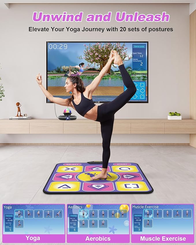 Eletrionic Dance Mat for TV with HD Camera, Non-Slip Dance Pad for Girls Boys, Dance Game Mat Xmas B-Day Gifts for Kids Adults (Purple)
