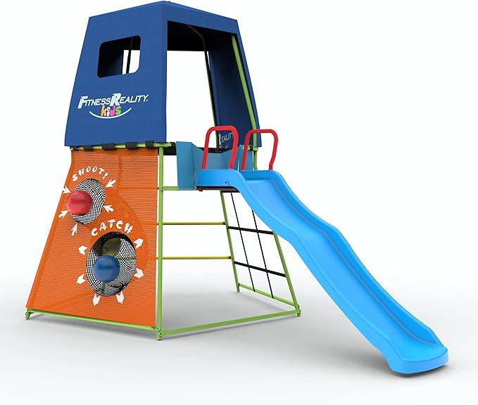 Explorer Adventure Climbing Fort with Platform, Playground Slide and Play Tent, Outdoor Jungle Gym for Backyard, Kids Ages 3-10 (8631)