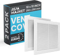 Repa Market 10 x 10 Inch (Outer) White Square Air Vent Cover - Pack of 2 Plastic Fresh Air Intake Vent - AC Cover with Nylon Mesh Screen, Wall, Ceiling HVAC Return Air Register, Modern Soffit Vents