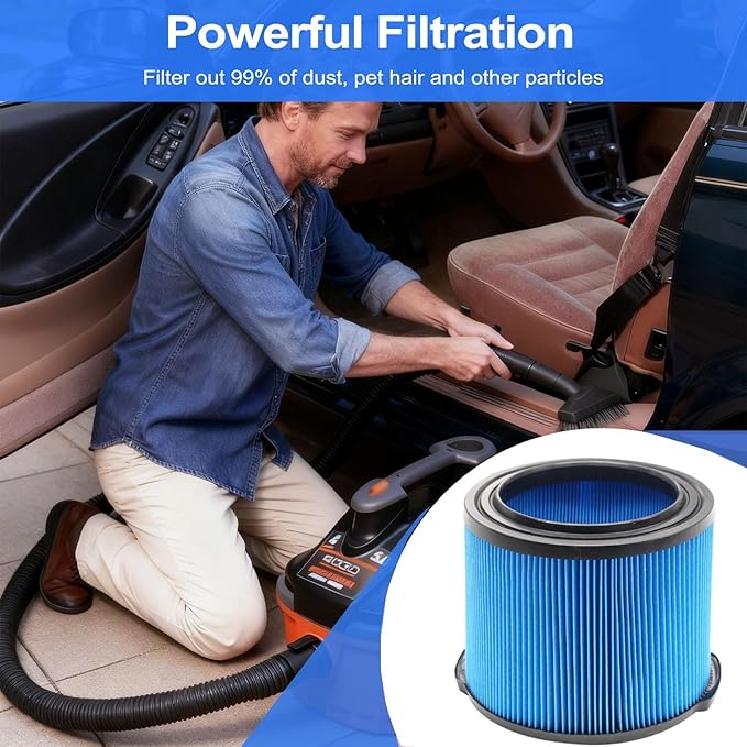 Replacement for VF3500 Ridgid Shop Vac Filters 4 Gallon, 3-Layer Wet/Dry Filters Compatible with Ridgid 3-4.5 Gallon Vacuum Cleaner - 1 Pack