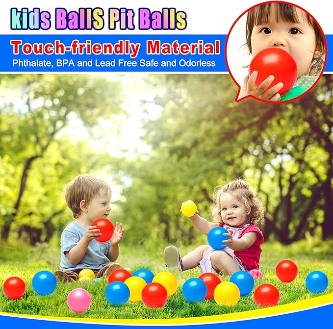 Vanland Ball Pit Balls for Baby and Toddler Phthalate Free BPA Free Crush Proof Plastic - Multicolored Pit Balls in Reusable Play Toys for Kids with Storage Bag