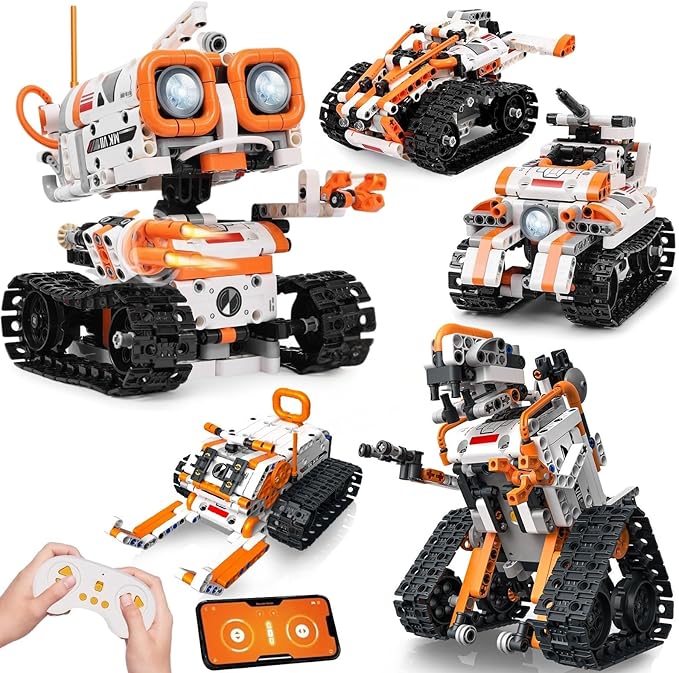 STEM Robotics Kit for Kids Ages 8-12 8-14+, 5-in-1 Remote/APP Control Coding Robot, Educational Engineering Building Toys with Programming, Science Projects Great Gift for Boys & Teens