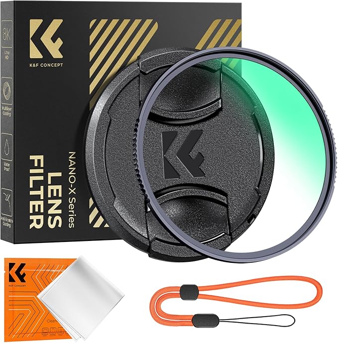 K&F CONCEPT 82mm MC UV Lens Protection Filter with Filter Cap Cleaning Cloth Optical Glass Ultra Slim 28 Multi-Layer Coatings Camera Lens UV Filter (Nano-X Series)