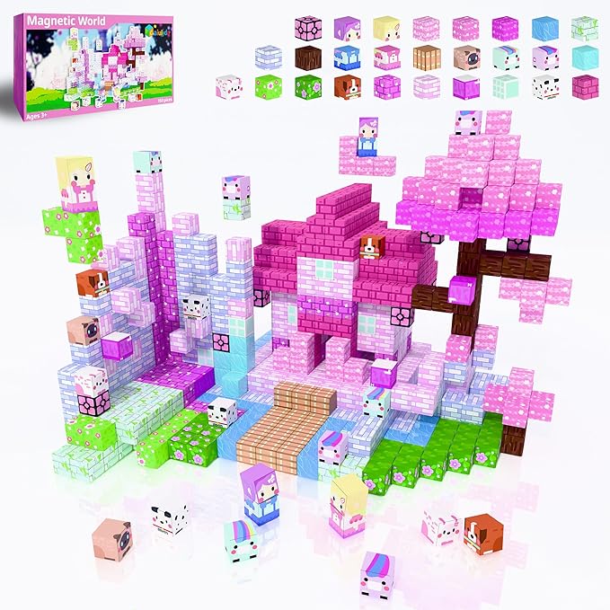 Magnetic Blocks丨150PCS Magnetic Building Blocks for Kids Ages 4-8 丨STEM Sensory Construction Stacking Travel Toys with Magnatiles Cubes Gifts for Boys Girls 3 4 5 6 7 8-12 Years