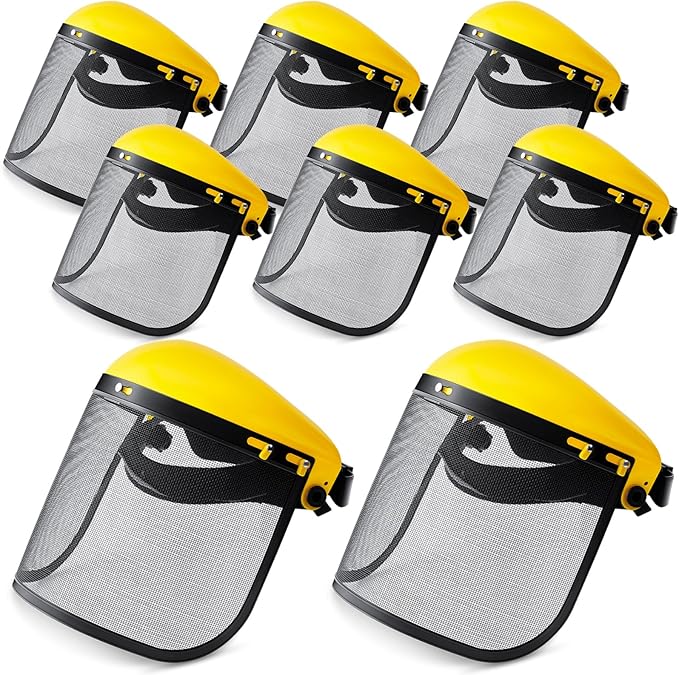Amylove 4 Pcs Safety Face Shield with Mesh Weed Whacking Face Shield Masks Chainsaw Gardening Weed Mover Protection (Yellow)
