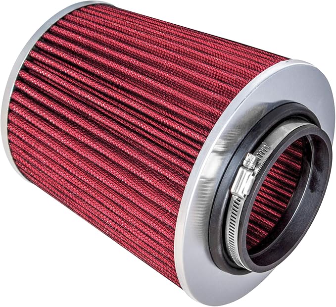 Mortar Aftermarket Auto Air Filter Replacement - Car Enthusiast Class Universal Cold Air Intake Gulps in More Air for More Engine Power & Passionate Induction Sound, 3.5 In, Red
