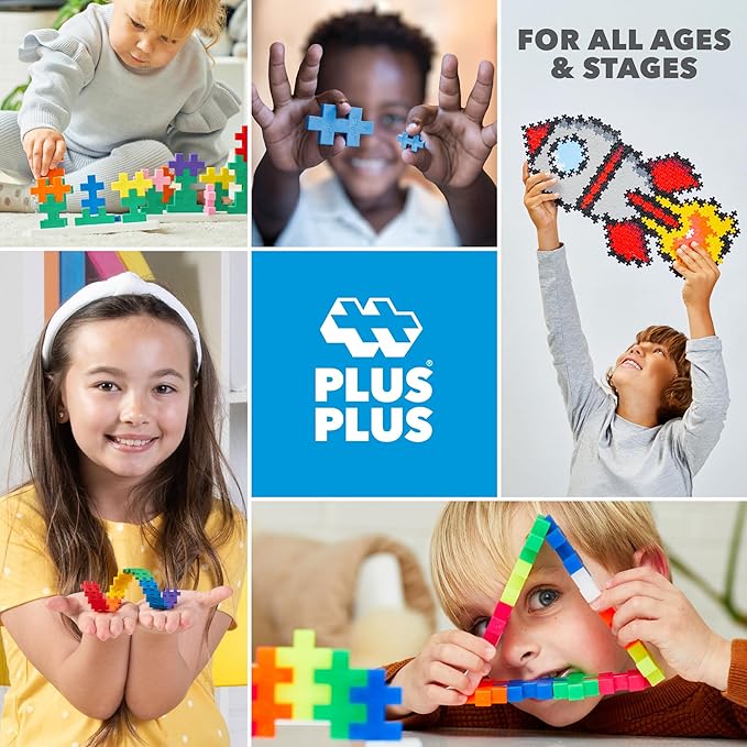 PLUS PLUS Learn to Build Set, Interlocking Mini Building Blocks, 3D Puzzle Construction Stem Toy for Kids - Sports, 380 Pieces