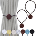 Magnetic Curtain Tiebacks - 12mm Magnetic Tie Backs for Curtains, Heavy Duty No Drill Curtain Holdbacks for Home/Office Windows Drapes, Elegant Gift-Ready Design 7 Colors (2, Coffee)