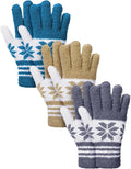 Patelai 3 Pairs Microfiber Plant Dusting Gloves Leaf Cleaning Gloves for Indoor Plants, Blinds, Furniture, House(Medium,Snowflake Dark Blue, Gray, Khaki, White)