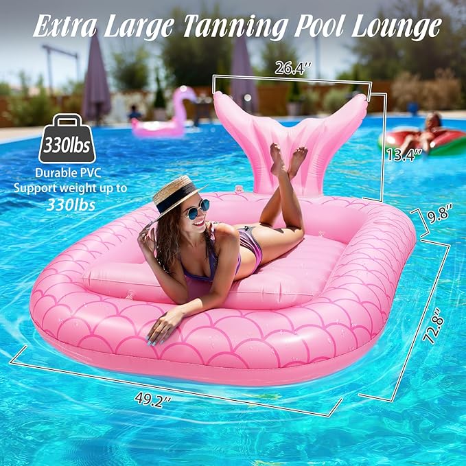 HeySplash Pool Lounger Float for Adult, Inflatable Pool Floats Bed Cooling Contour Lounger Rafts, Water Rafts for Lake, Outdoor Beach Pool Party