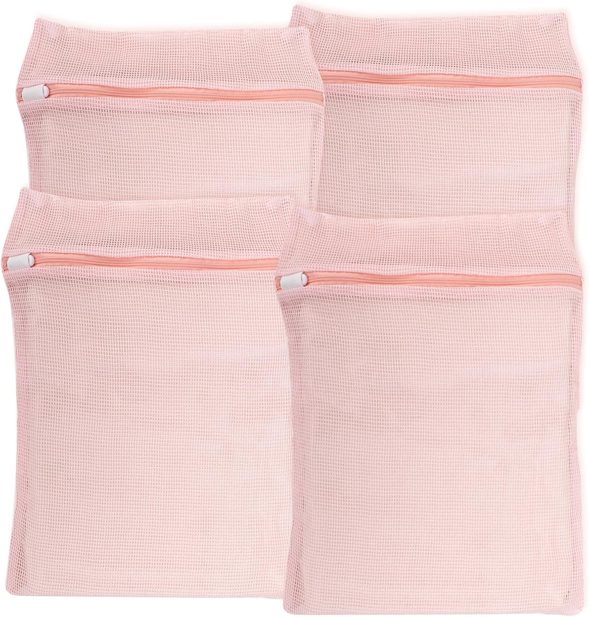 4-Piece Pink Medium Durable Organic Cotton Mesh Laundry Bags with Sturdy Zippers and Breathable Mesh are Delicate Laundry Bags for Underwear, Clothes, Pants and Socks