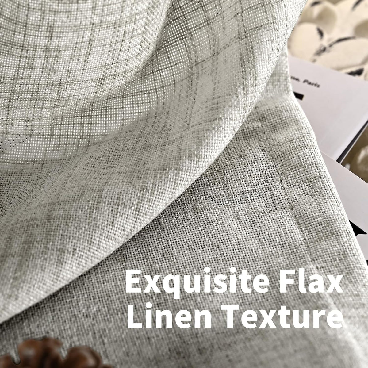 YoungsTex Dark Grey Linen Semi Sheer Curtains 36 Inch Length for Cafe Winow, Short Drapes Light Filtering with Rod Pocket Back Tab for Bathroom, 2 Panels, 42 X 36 Inch