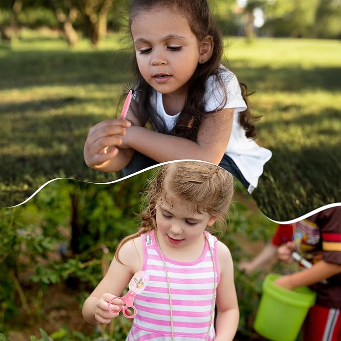 ROBOTIME Kids Explorer Kit & Bug Catcher Kit for Kids, 10PCS Outdoor Bug Catching Kit with Magnifying Glass & Net, Adventure Set for Backyard & Camping, Fun Gift for Girls 3-12 (Pink)