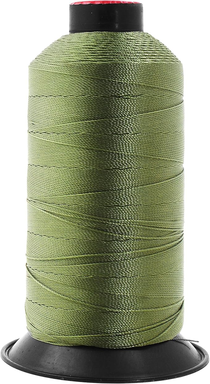 Mandala Crafts Bonded Nylon Thread Olive Drab Heavy Duty Sewing Threads - 800 YDs Size 207 630D T210 Tex 210 Thread for Leather Jeans Weaving Outdoor Marine Upholstery Threads